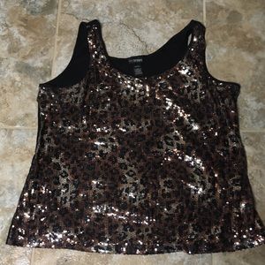 14/16 sequin leopard print tank top